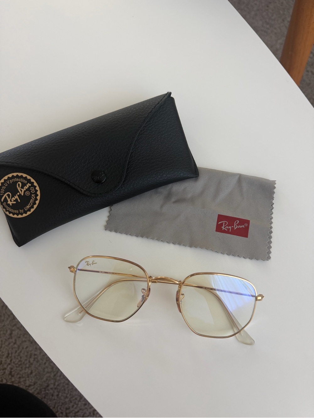 Ray-Ban Unisex Hexagonal Gold Frame Clear/Neutral Lens Eyeglasses